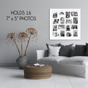 Multi Photo Frame to Hold 16 - 7"x5" Photos | White Wood Frame - Multi Photo Frames